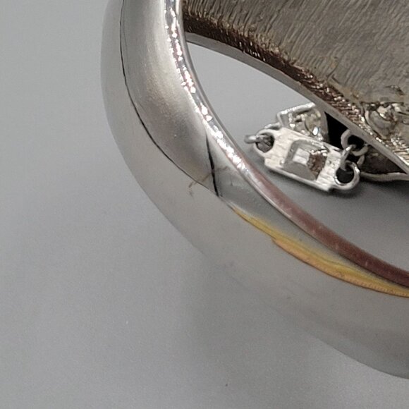 Large Leopard Head Rhinestone Bracelet Stretch Ring Set Hinged Green Crystal Eye - Picture 12 of 12